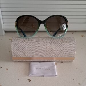 NWT Jimmy Choo Alana Black and Green Gradient Sunglasses
